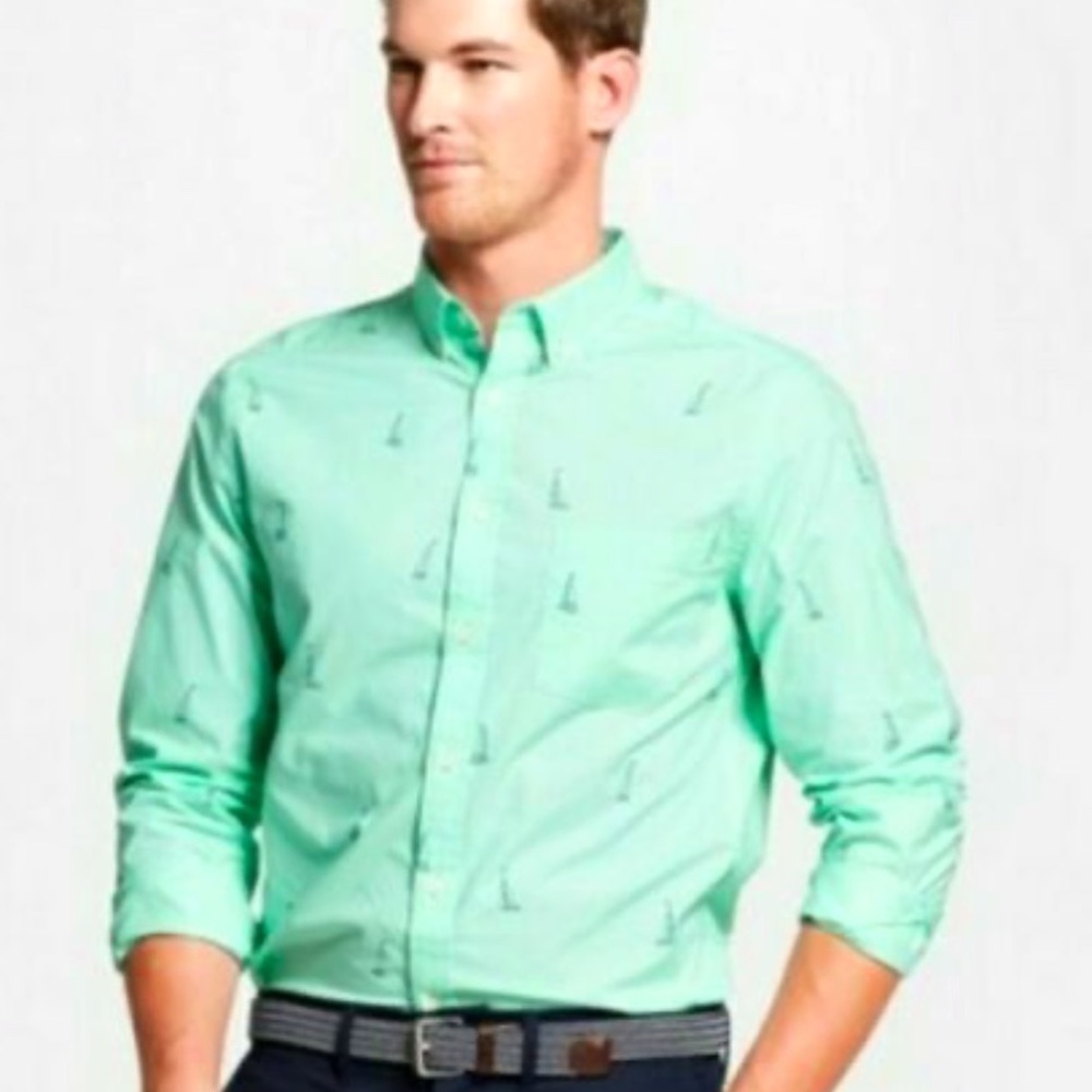 Goodfellow & Co Mens Size M Button Down Sailboat Shirt Soft Green new